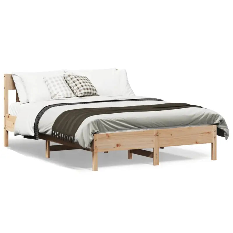 Massief Grenenhout Bedframe met Multiplex Lattenbodem voor Uitstekende Ondersteuning - Naturel / 140 x 190 cm - Bedden