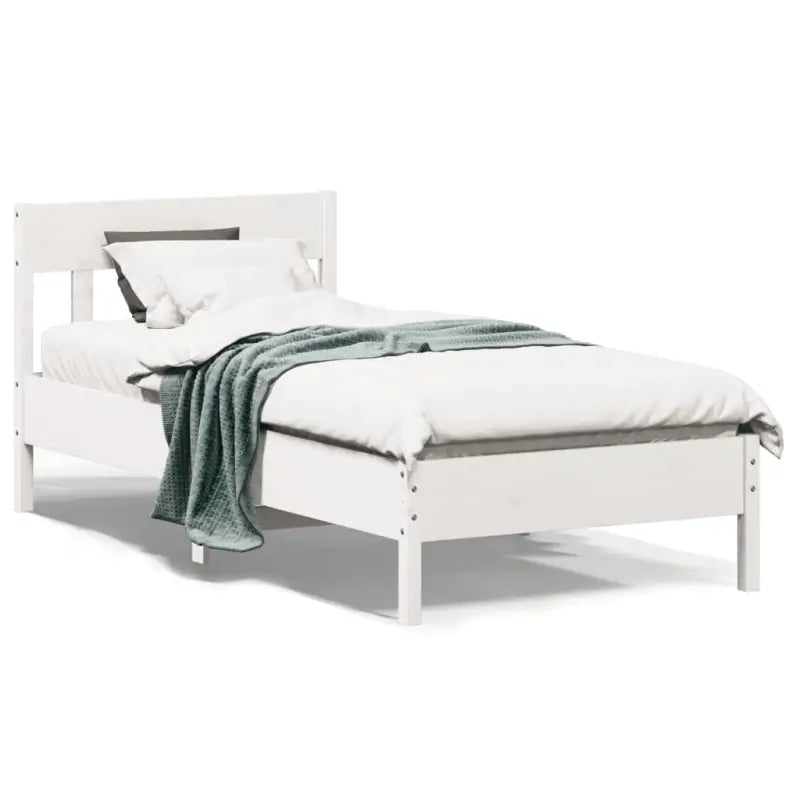Massief Grenenhout Bedframe met Multiplex Lattenbodem voor Uitstekende Ondersteuning - Wit / 100 x 200 cm - Bedden &