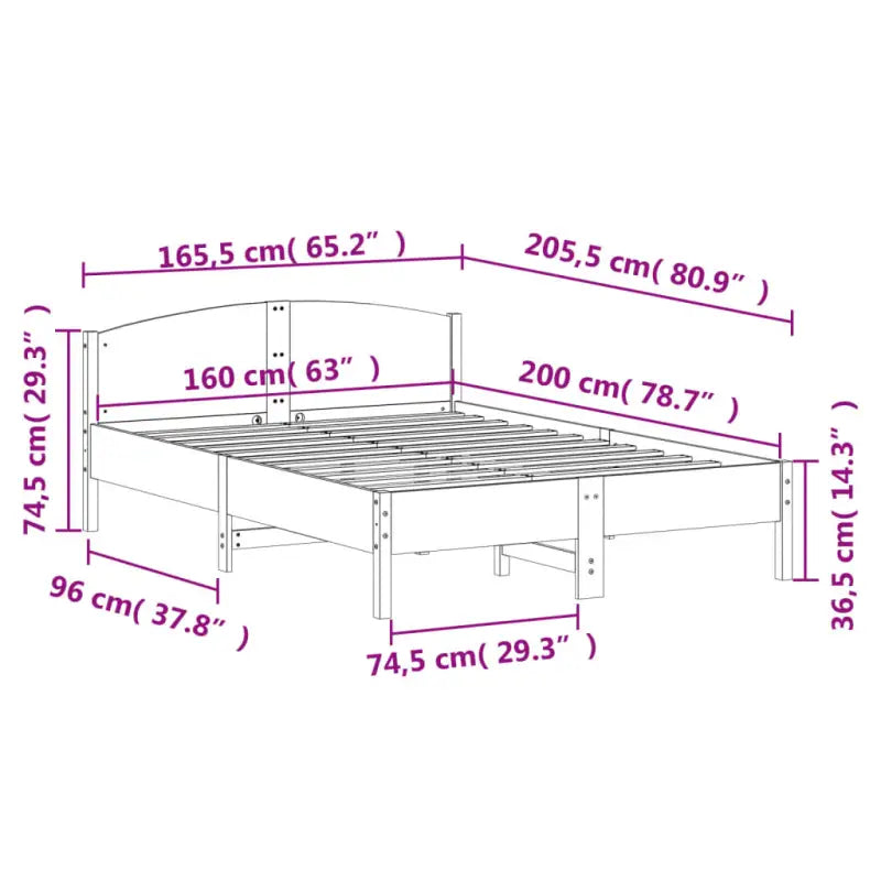 Massief Grenenhout Bedframe met multiplex lattenbodem en uitstekende ondersteuning - Bedden & bedframes