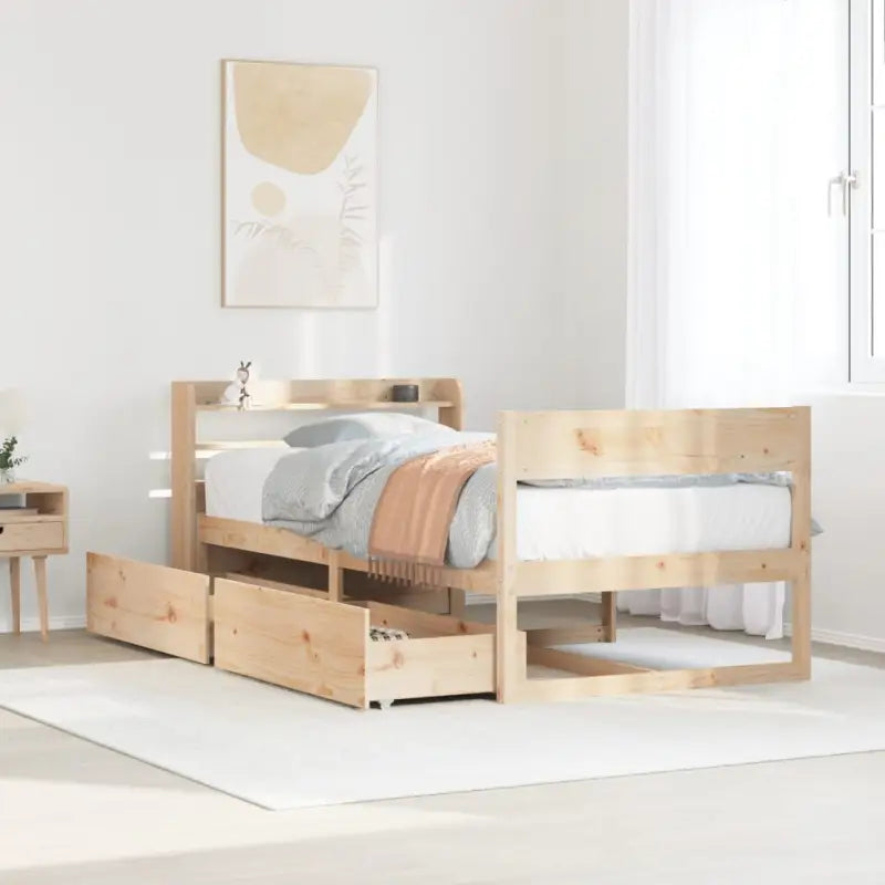 Massief grenenhout bedframe met opbergruimte voor een goede nachtrust - Naturel / 100 x 200 cm - Bedden & bedframes
