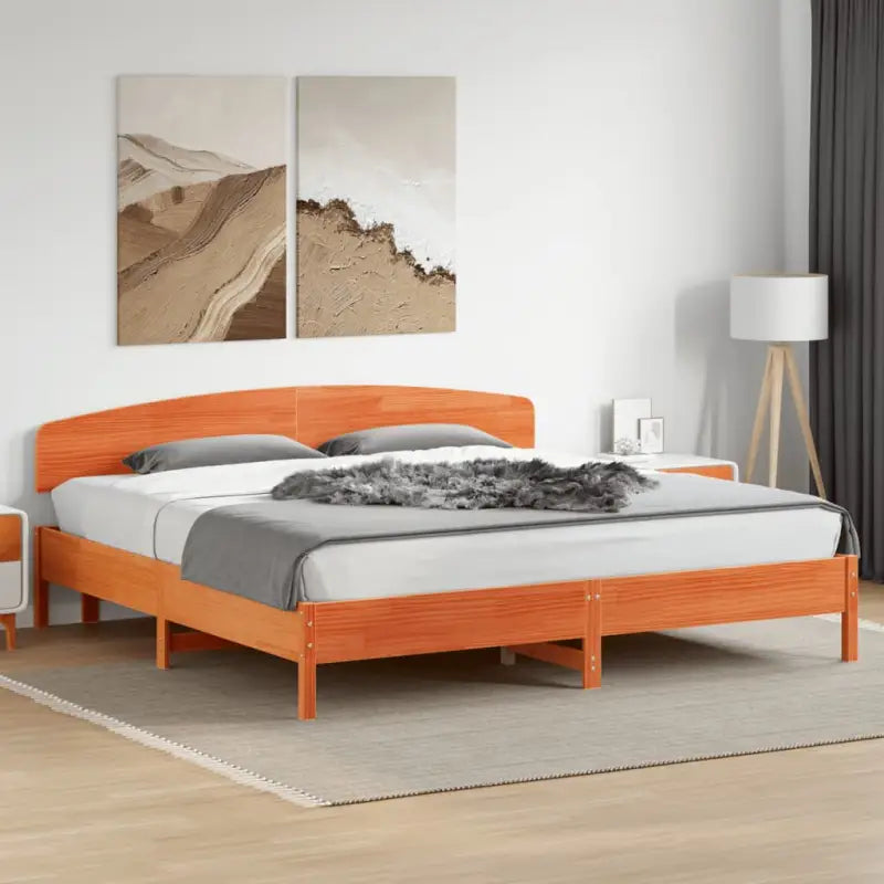 Massief Grenenhout Bedframe met Uitstekende Ondersteuning - Wasbruin / 180 x 200 cm - Bedden & bedframes