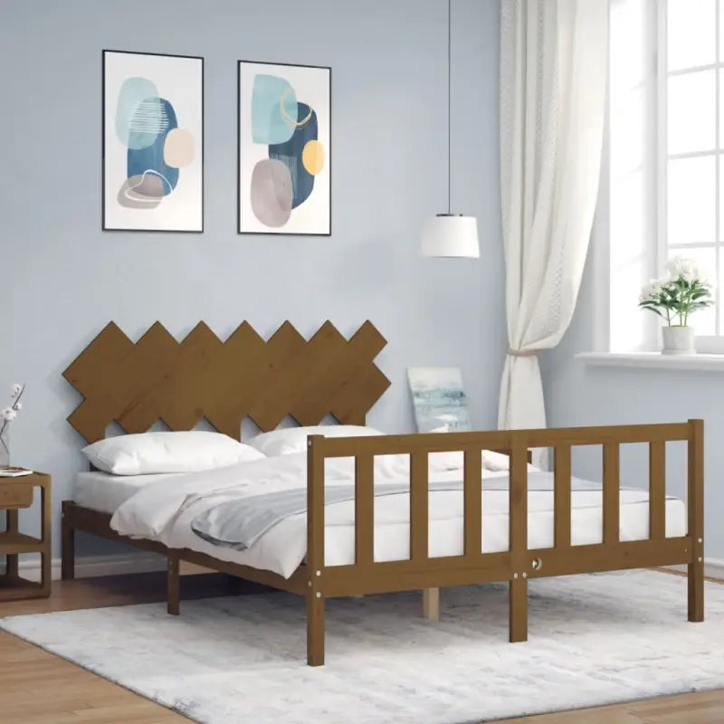 Massief Grenenhout Bedframe voor een comfortabele en stijlvolle slaapkamer - Honingbruin / 150 x 200 cm - Bedden &