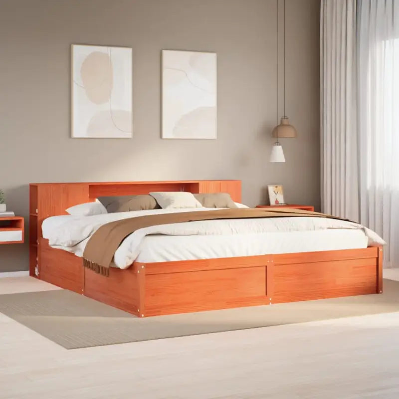 Massief grenenhout bedframe voor een goede nachtrust en decoratie - Wasbruin / 200 x 200 cm - Bedden & bedframes