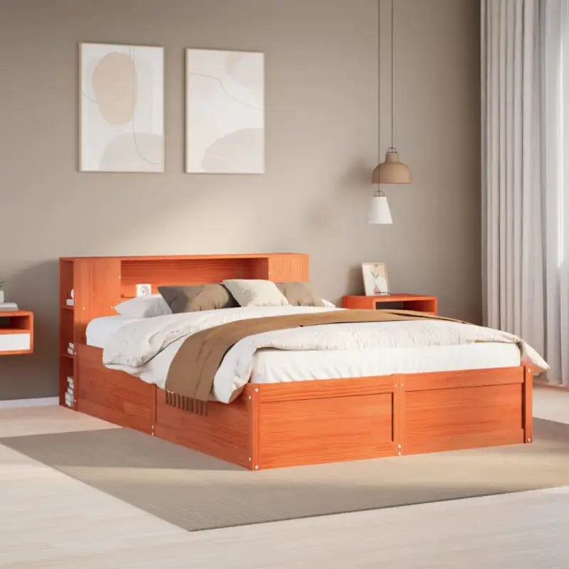 Massief grenenhout bedframe voor een goede nachtrust en decoratie - Wasbruin / 135 x 190 cm - Bedden & bedframes