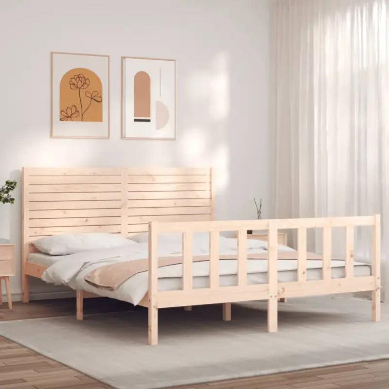 Massief grenenhout bedframe voor een goede nachtrust en natuurlijke stijl - Naturel / 160 x 200 cm - Bedden & bedframes