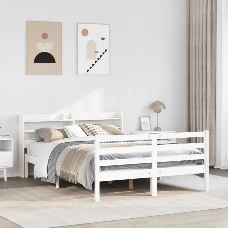 Massief grenenhout bedframe voor een goede nachtrust en natuurlijke uitstraling - Wit / 140 x 190 cm - Bedden &