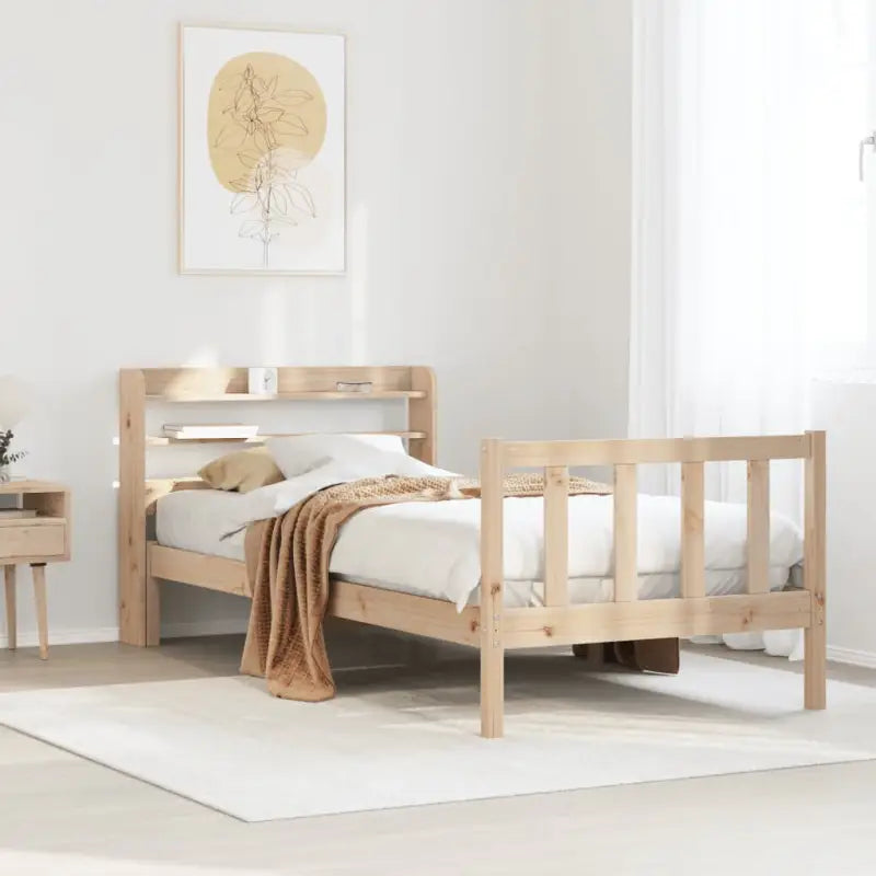 Massief Grenenhout bedframe voor een goede nachtrust en natuurlijke uitstraling - Naturel / 75 x 190 cm - Bedden &