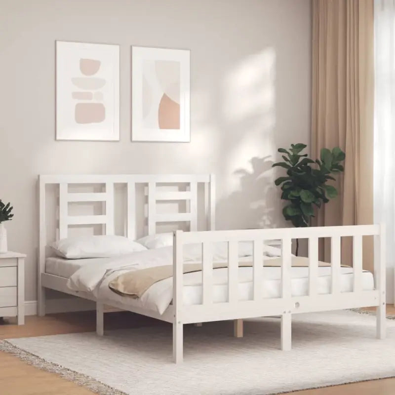 Massief grenenhout bedframe voor een goede nachtrust en natuurlijke uitstraling - Wit / 135 x 190 cm - Bedden &