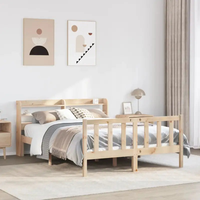 Massief Grenenhout bedframe voor een goede nachtrust en natuurlijke uitstraling - Naturel / 135 x 190 cm - Bedden &