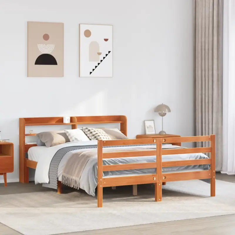 Massief grenenhout bedframe voor een goede nachtrust en natuurlijke uitstraling - Wasbruin / 140 x 200 cm - Bedden &