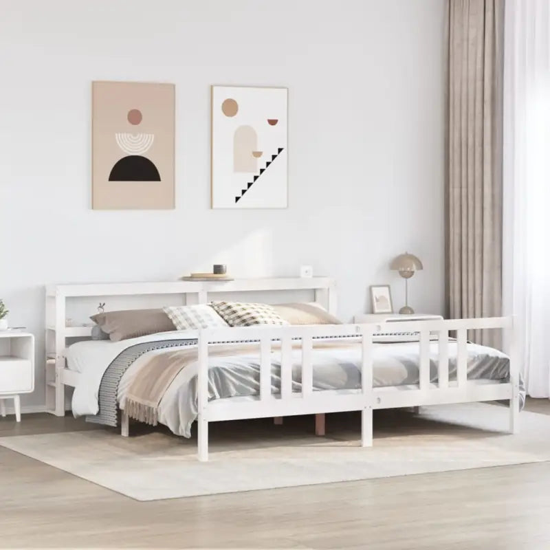 Massief grenenhout bedframe voor een goede nachtrust en natuurlijke stijl - Wit / 200 x 200 cm - Bedden & bedframes