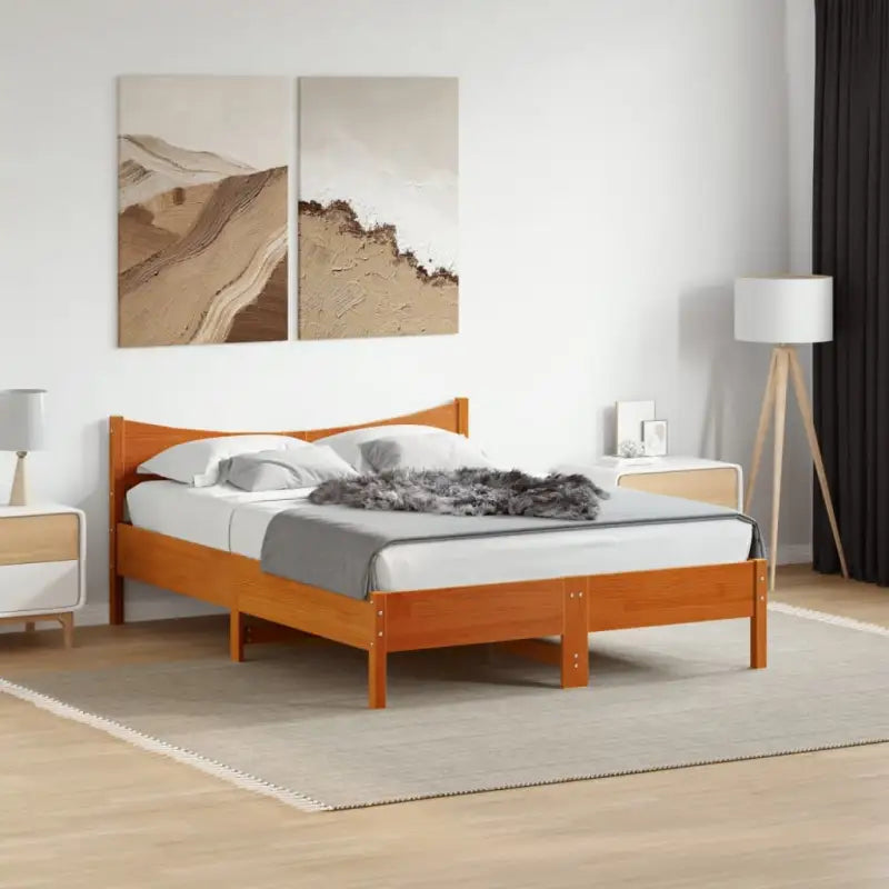 Massief grenenhout bedframe voor een moderne slaapkamer en uitstekende ondersteuning - Wasbruin / 140 x 200 cm - Bedden