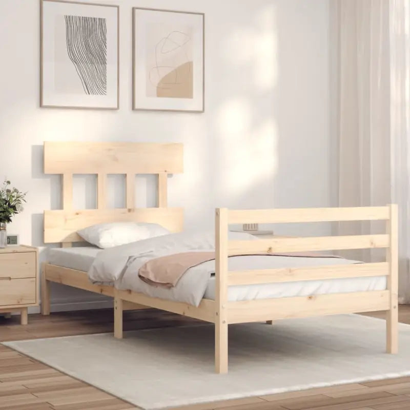 Massief Grenenhout Bedframe voor een Natuurlijke en Comfortabele Slaapruimte - Naturel / 90 x 190 cm / Laag - Bedden &