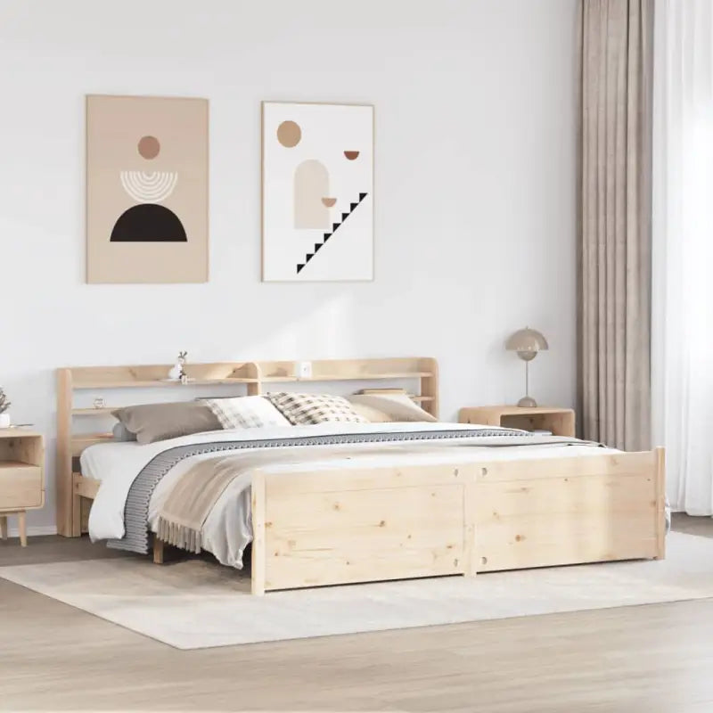 Massief Grenenhout Bedframe voor een Natuurlijke en Comfortabele Slaapplek - Bruin / 200 x 200 cm - Bedden & bedframes