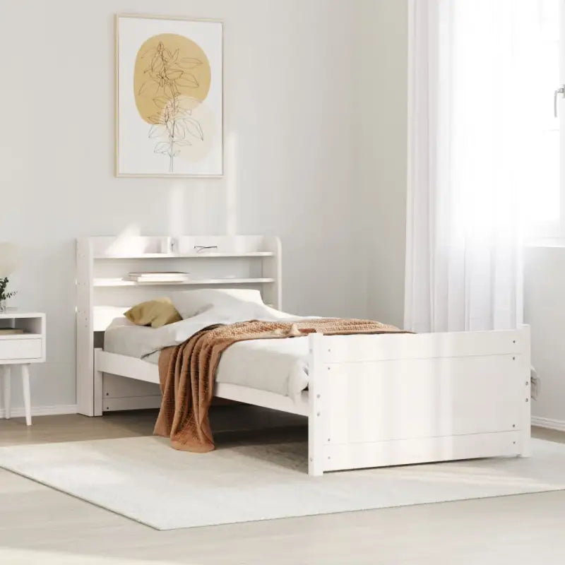 Massief Grenenhout Bedframe voor een Natuurlijke en Comfortabele Slaapplek - Wit / 75 x 190 cm - Bedden & bedframes