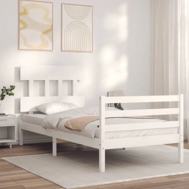 Massief Grenenhout Bedframe voor een Natuurlijke en Comfortabele Slaapruimte - Wit / 90 x 200 cm / Laag - Bedden &