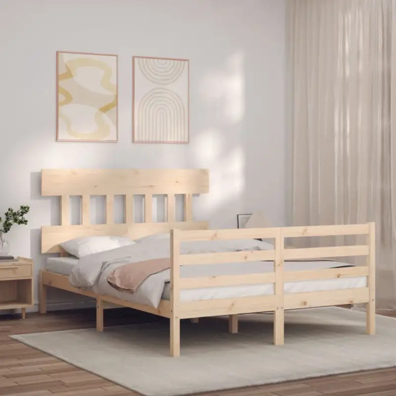 Massief Grenenhout Bedframe voor een Natuurlijke en Comfortabele Slaapruimte - Naturel / 140 x 200 cm / Laag - Bedden &