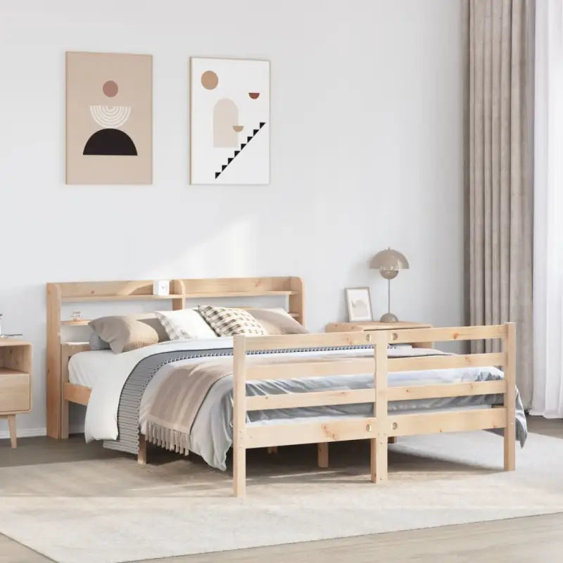 Massief grenenhout bedframe voor een natuurlijke en comfortabele slaap - Bruin / 135 x 190 cm - Bedden & bedframes