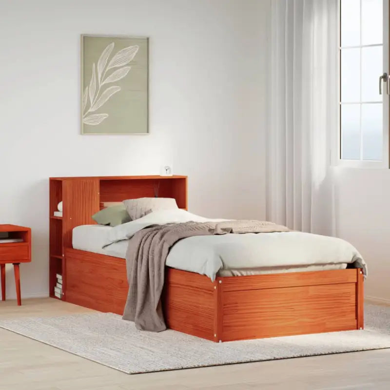 Massief grenenhout bedframe voor een natuurlijke en comfortabele slaapkamer - Wasbruin / 90 x 200 cm - Bedden &
