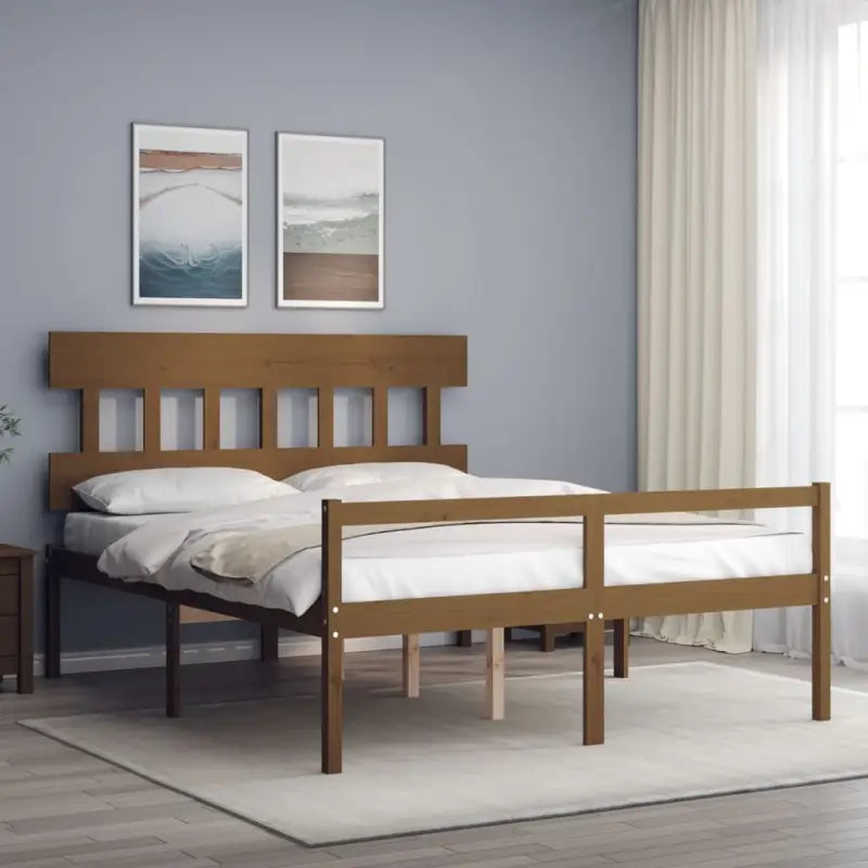 Massief Grenenhout Bedframe voor een Natuurlijke en Comfortabele Slaapruimte - Honingbruin / 150 x 200 cm / Hoog