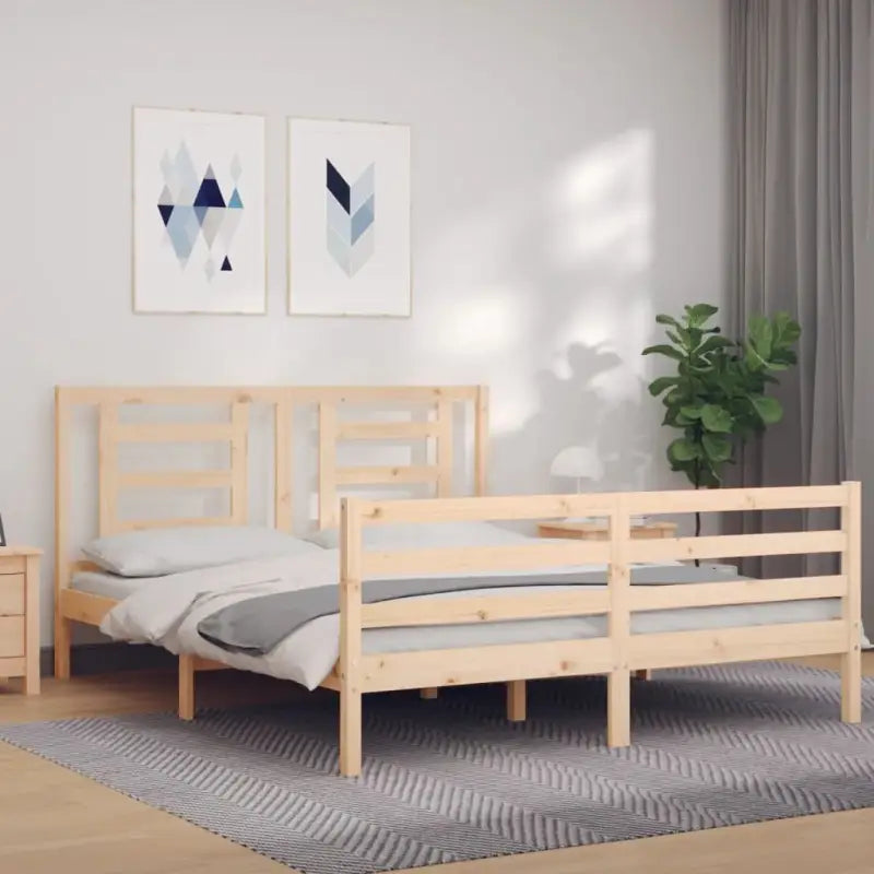 Massief Grenenhout Bedframe voor een Natuurlijke en Decoratieve Slaapkamer - Naturel / 160 x 200 cm - Bedden & bedframes