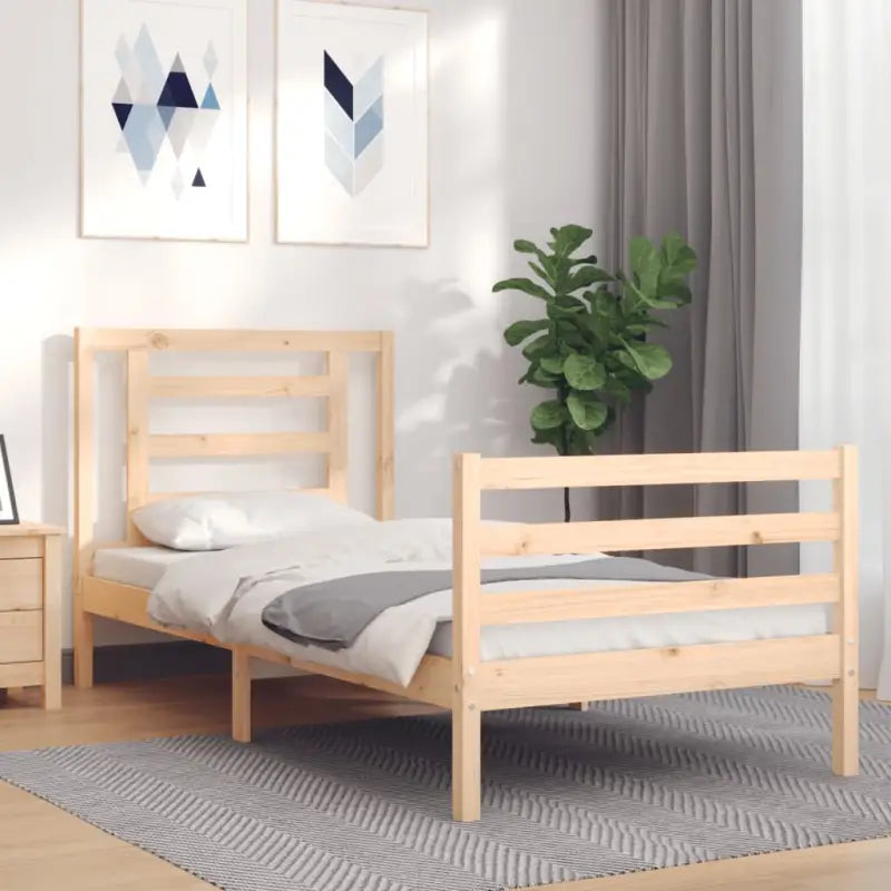 Massief Grenenhout Bedframe voor een Natuurlijke en Decoratieve Slaapkamer - Naturel / 90 x 200 cm - Bedden & bedframes