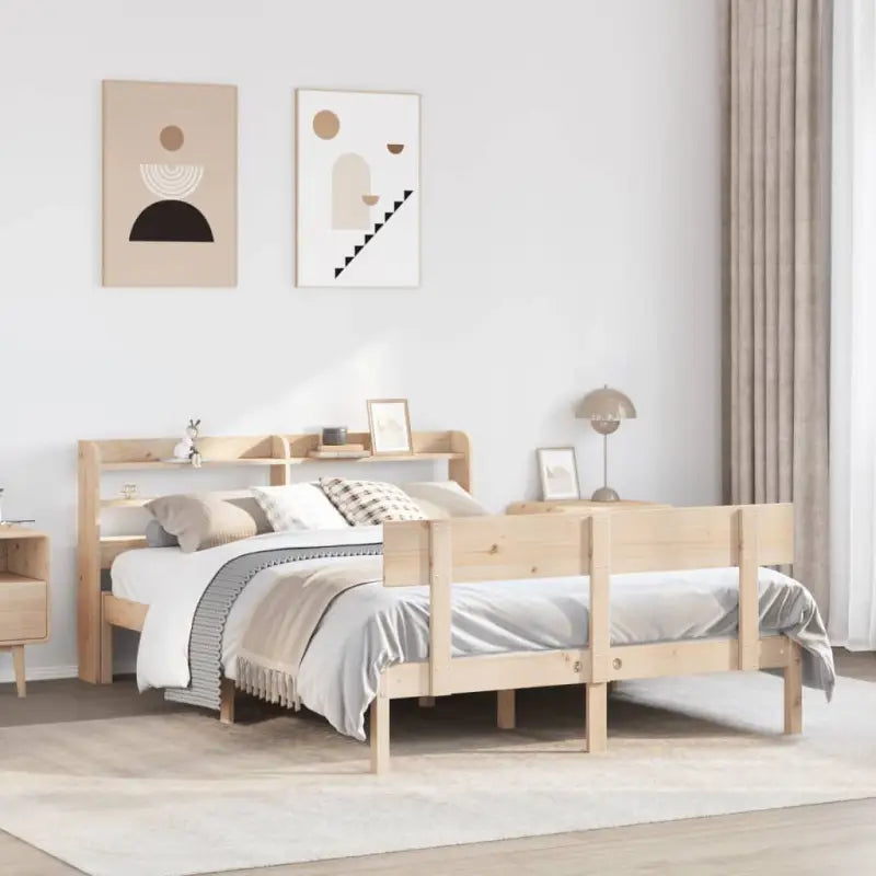 Massief Grenenhout Bedframe voor een Natuurlijke en Decoratieve Slaapkamer - Naturel / 160 x 200 cm - Bedden & bedframes