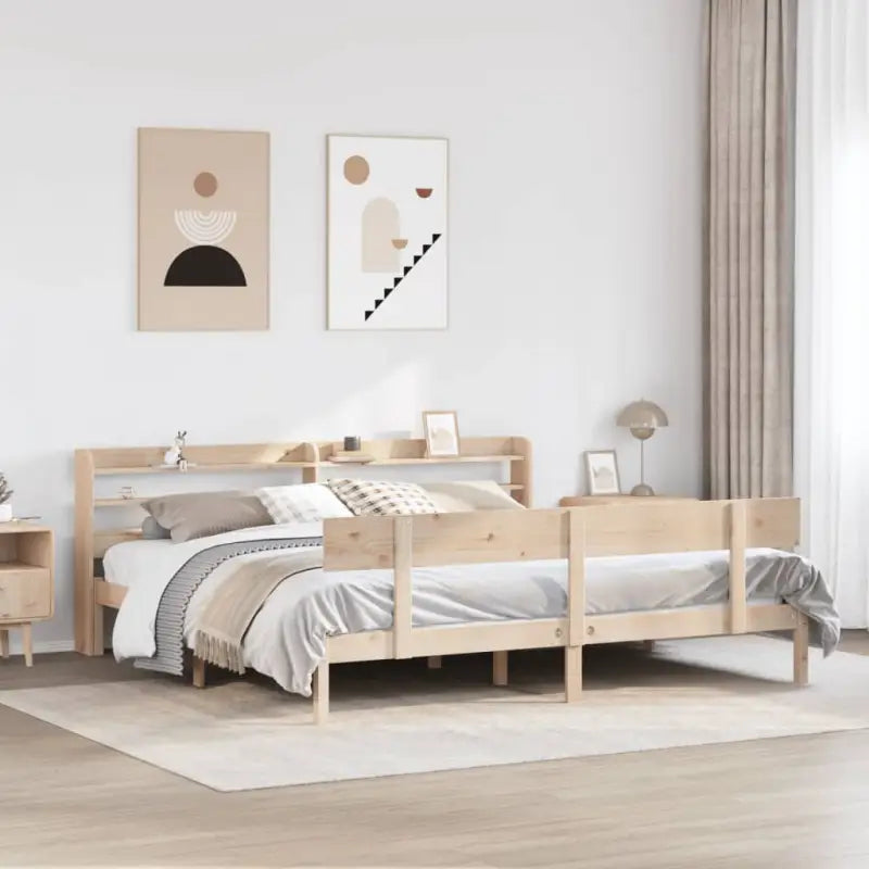 Massief Grenenhout Bedframe voor een Natuurlijke en Decoratieve Slaapkamer - Naturel / 200 x 200 cm - Bedden & bedframes