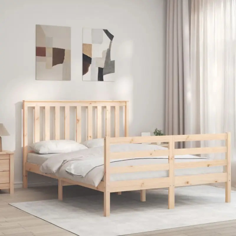 Massief Grenenhout Bedframe voor een Natuurlijke en Decoratieve Slaapkamer - Naturel / 120 x 190 cm - Bedden & bedframes
