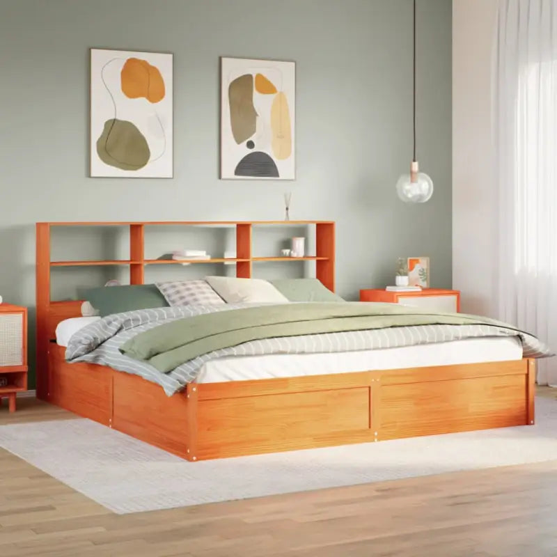 Massief Grenenhout Bedframe voor een Natuurstenen Slaapruimte - Wasbruin / 180 x 200 cm - Bedden & bedframes