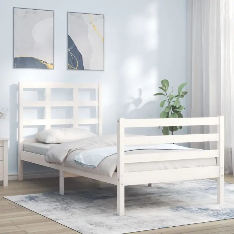 Massief Grenenhout Bedframe voor een Praktische en Natuurlijke Slaapruimte - Wit / 90 x 190 cm - Bedden & bedframes