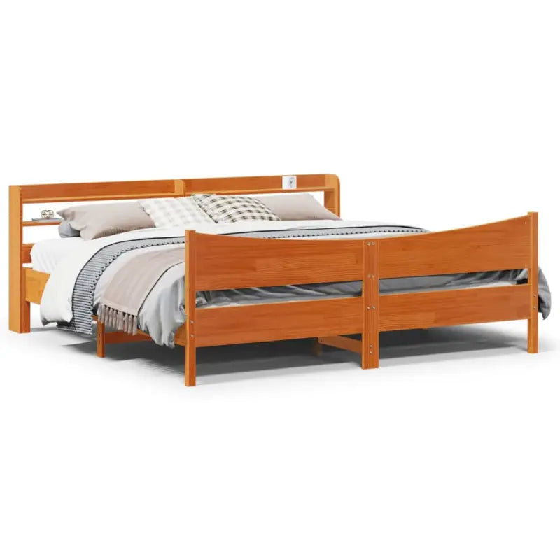 Massief grenenhout bedframe voor een stabiele en duurzame slaapkamer - Wasbruin / 200 x 200 cm - Bedden & bedframes