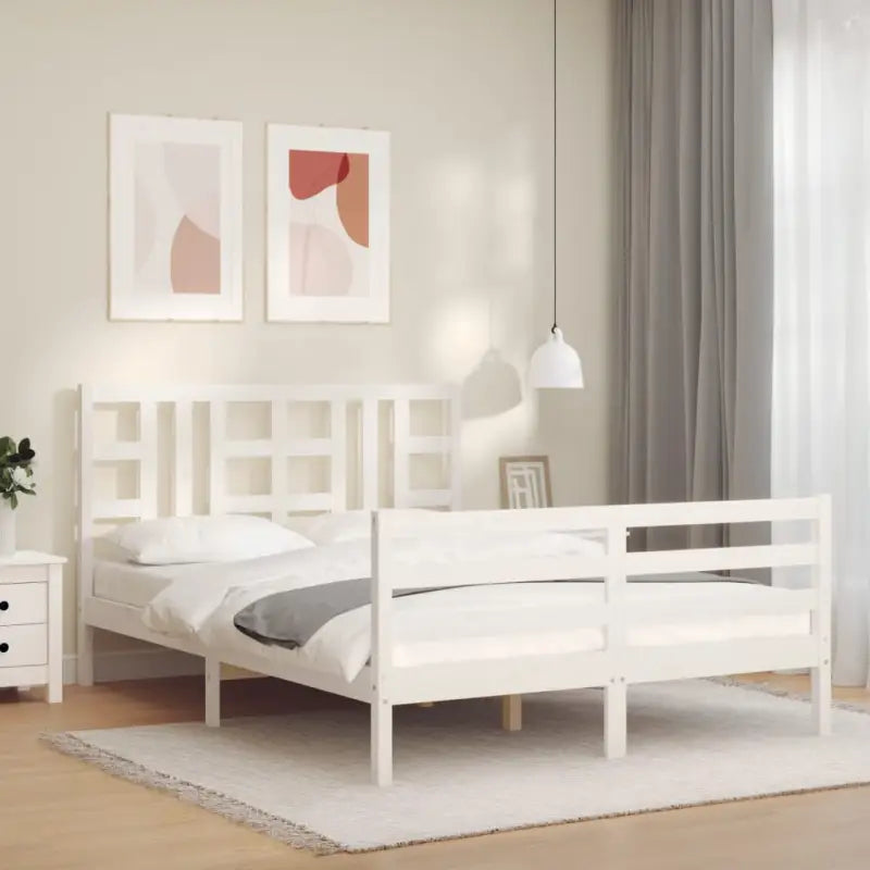 Massief grenenhout bedframe voor een stabiele en natuurlijke uitstraling - Wit / 150 x 200 cm - Bedden & bedframes