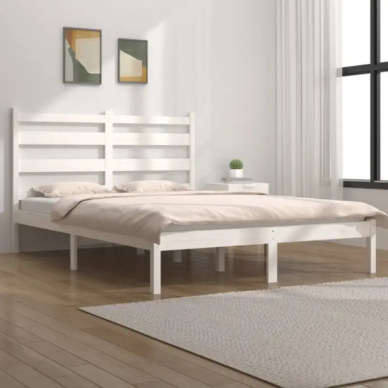 Massief grenenhout houten bedframe met aanvullende ondersteuning - Wit / 160 x 200 cm - Bedden & bedframes