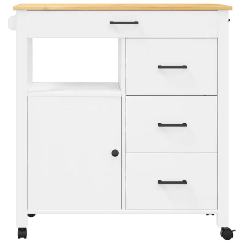 Massief grenenhout Keukentrolley met vintage uitstraling voor extra opbergruimte - Keukentrolleys