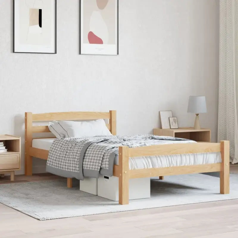 Massief Grenenhout Modern Bedframe voor een stijlvolle slaapkamer - Lichtbruin / 100 x 200 cm - Bedden & bedframes