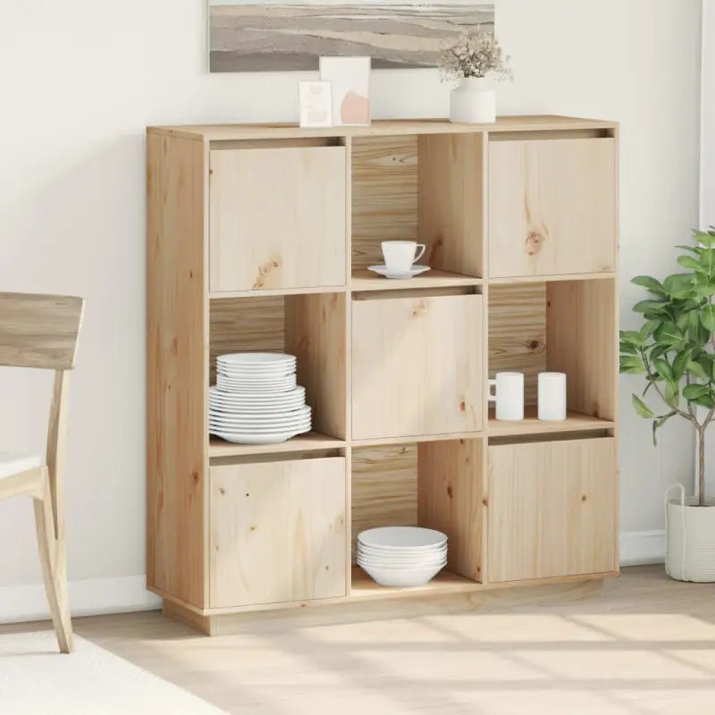 Massief Grenenhout Moderne Stijl Hoge Kast voor Elegant Interieur - Naturel / 1 - Dressoirs & buffetkasten