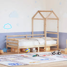 Massief grenenhout slaapbank met open zijdeur in wit materiaal - Naturel / 90 x 200 cm - Bedden & bedframes