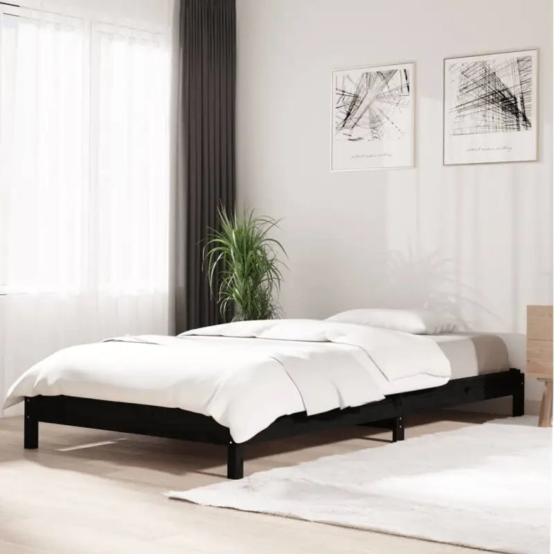 Massief Grenenhout Stapelbed voor Comfort en Tijdloos Design - Zwart / 80 x 200 cm - Bedden & bedframes