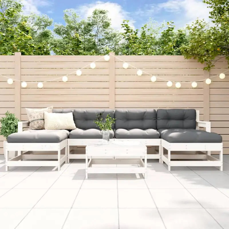 Massief Grenenhout Tuin Lounge Set voor een gezellige tuinsetting - Wit grenenhout - Tuinsets