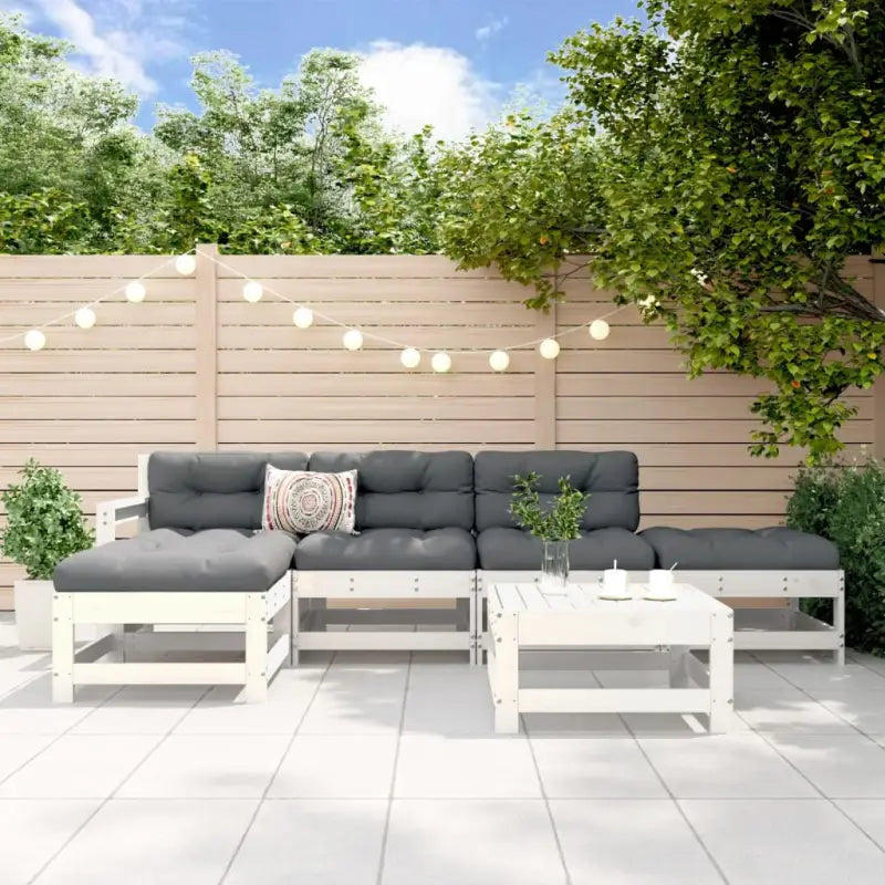 Massief Grenenhout Tuin Lounge Set voor Gezellig Samenzijn - Wit - Tuinsets