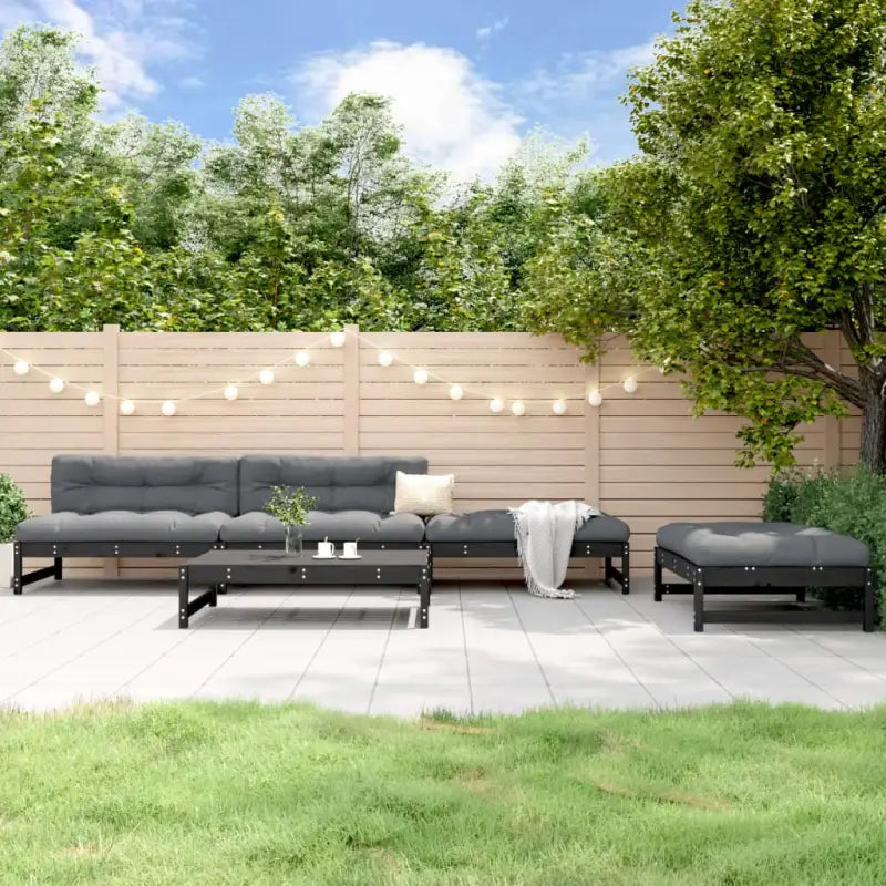 Massief Grenenhout Tuinset voor Loungeplezier in de Tuin - Zwart - Tuinsets