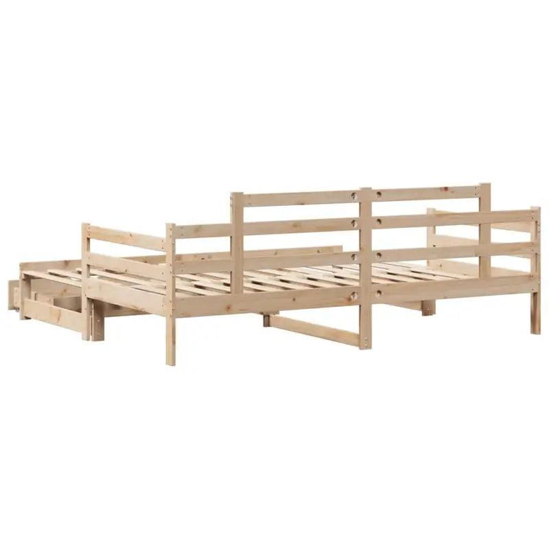 Massief Grenenhouten 2-in-1 slaapbank met onderschuifbed - Bedden & bedframes