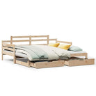 Massief Grenenhouten 2-in-1 slaapbank met onderschuifbed - Bedden & bedframes