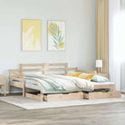 Massief Grenenhouten 2-in-1 slaapbank met onderschuifbed - Bedden & bedframes