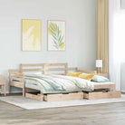 Massief Grenenhouten 2-in-1 slaapbank met onderschuifbed - Naturel / 90 x 190 cm - Bedden & bedframes