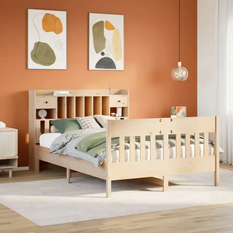 Massief Grenenhouten Bedframe met Extra Opbergruimte voor een Goede Nachtrust - Naturel / 150 x 200 cm - Bedden &