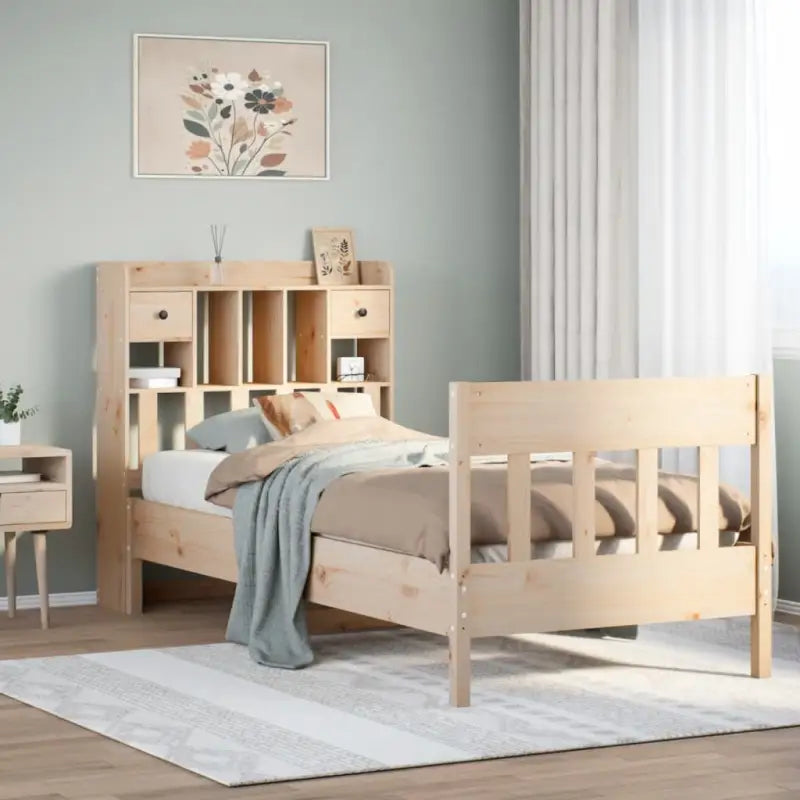 Massief Grenenhouten Bedframe met Extra Opbergruimte voor een Goede Nachtrust - Naturel / 90 x 200 cm - Bedden &