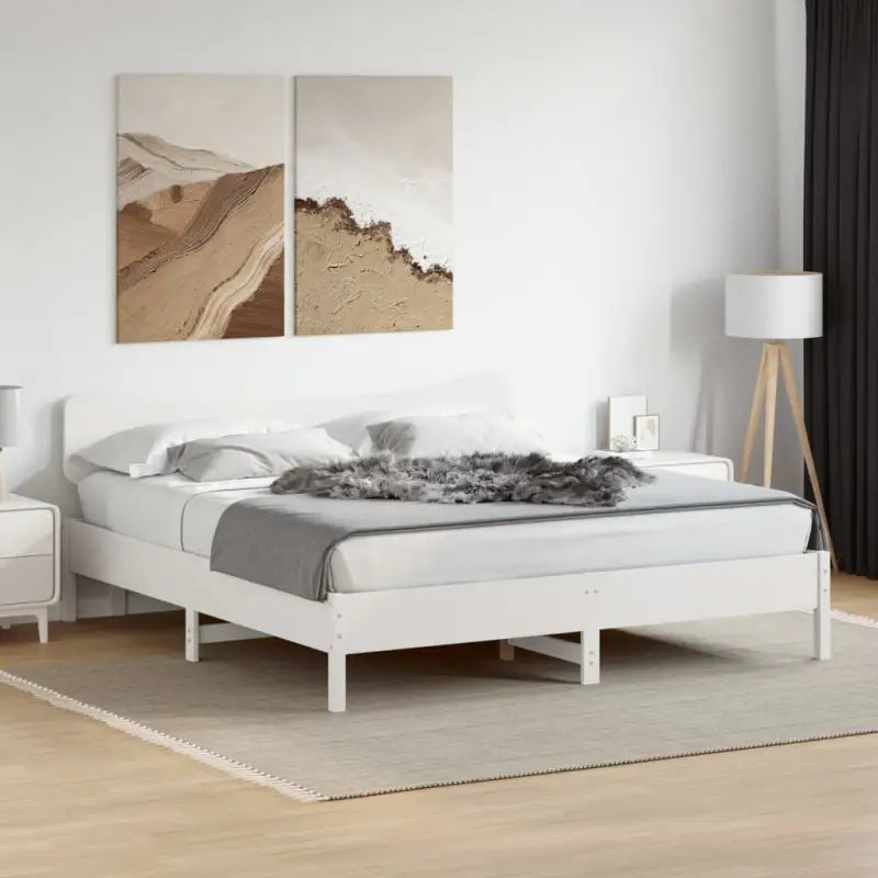 Massief grenenhouten bedframe met multiplex lattenbodem voor een goede nachtrust - Wit / 180 x 200 cm - Bedden &