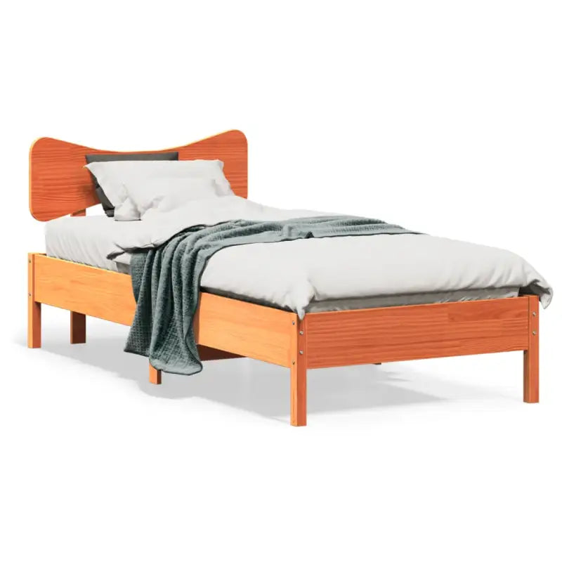 Massief grenenhouten bedframe met multiplex lattenbodem voor een goede nachtrust - Wasbruin / 90 x 190 cm - Bedden &